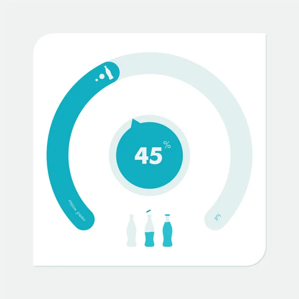 Indicador de llenado de agua. Elemento para aparato de acondicionamiento físico que muestra la cantidad de líquido. Problema ecológico de la sequía — Vector de stock