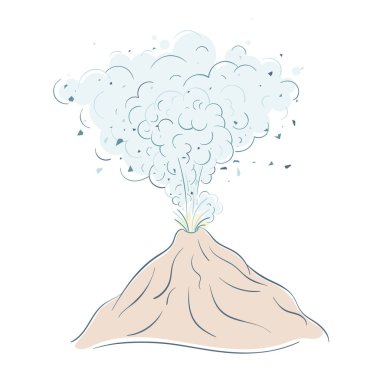 Active volcano erupting lava fountain from crater with many clouds of smoke. Volcanic eruption, seismic activity, natural disaster or catastrophe. clipart