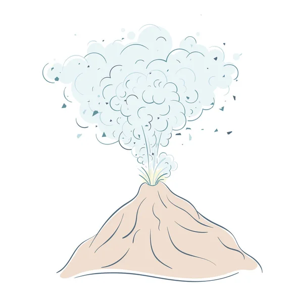 Volcan actif en éruption fontaine de lave du cratère avec de nombreux nuages de fumée. Éruption volcanique, activité sismique, catastrophe naturelle ou catastrophe . — Image vectorielle