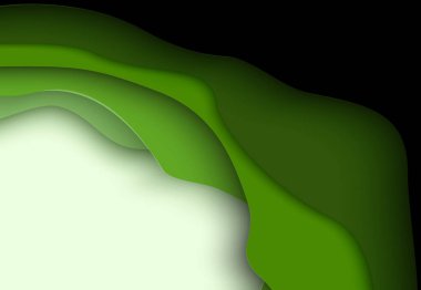 Yeşil kağıt arka planda doğa gölgesi. 3 boyutlu tasarım. Vektör.