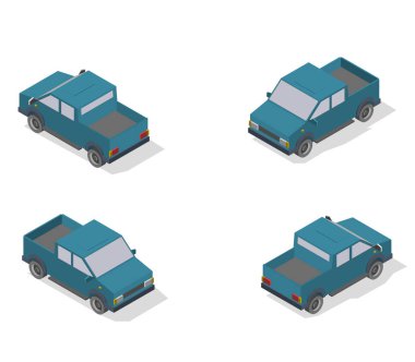 Isometric taşıma simgesi ayarlandı. Basit düz sağ, sol, ileri, geri.