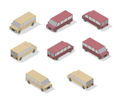 Isometric taşıma simgesi ayarlandı. Basit düz sağ, sol, ileri, geri.