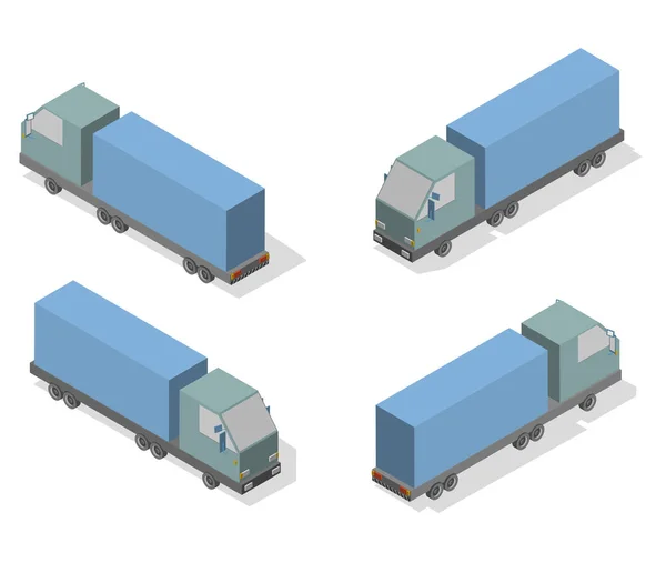 Isometrische pictogrammen voor transport. Eenvoudig plat naar rechts, links, naar voren, naar achteren. — Stockvector