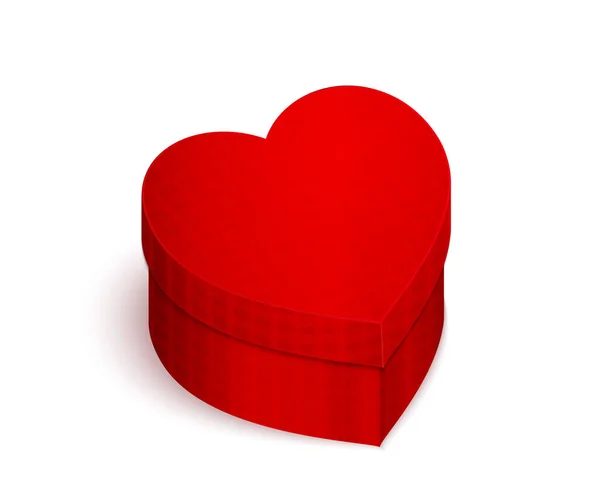Caixa em forma de coração vermelho para cartão de dia dos namorados. Vetor. — Vetor de Stock