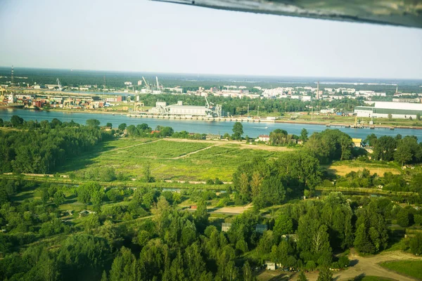 Hermoso Paisaje Aéreo Riga Zona Que Mira Por Una Pequeña — Foto de Stock