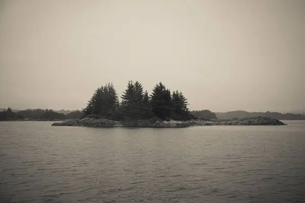 Paisaje Dramático Nublado Costa Del Fiordo Durante Viaje Ferry Noruega — Foto de Stock