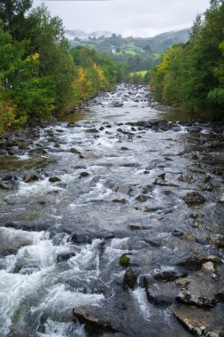 Güzel dağ nehir rapids Dağları Norveç'te Folgefonna Milli Parkı'nda. Sonbahar manzara nehir rapids.