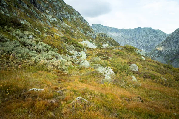 Eine Wunderschöne Herbstliche Landschaft Folgefonna Nationalpark Norwegen Während Einer Wanderung — Stockfoto