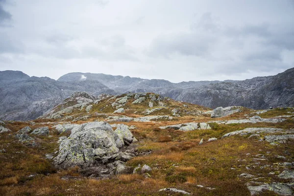 Uma Bela Paisagem Outono Parque Nacional Folgefonna Noruega Durante Uma — Fotografia de Stock