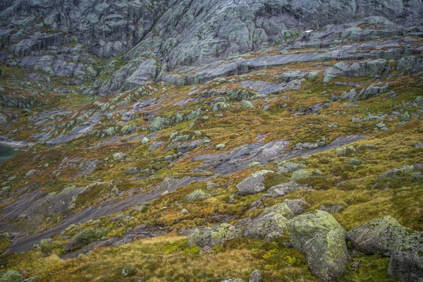 Beautiful Autumn Landscape Folgefonna National Park Norway Hike Windy Rainy — Stock Photo, Image