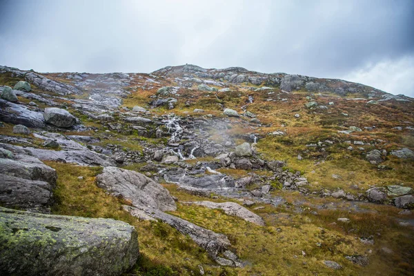 Beautiful Autumn Landscape Folgefonna National Park Norway Hike Windy Rainy — Stock Photo, Image