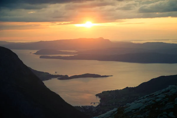Magnificent Sunset Scenery Fjords Norway Beautiful Autumn Landscape Folgefonna National — Stock Photo, Image