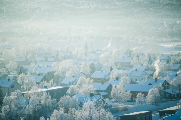 Beautiful Morning Sceney Small Norwegian Town Roros Winter World Heritage — Stock Photo, Image