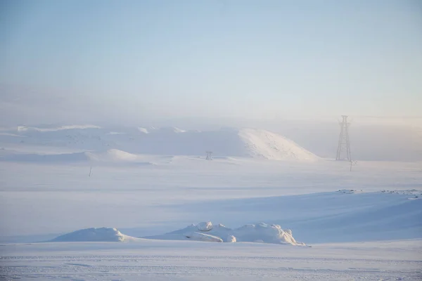 Une Belle Matinée Brumeuse Dans Les Collines Norvégiennes Hiver Paysage — Photo