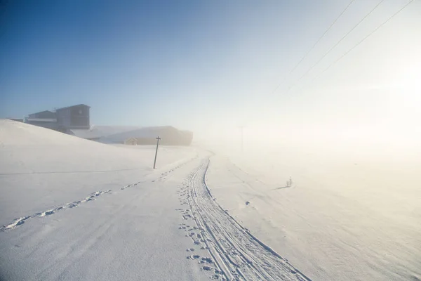 Une Belle Matinée Brumeuse Dans Les Collines Norvégiennes Hiver Paysage — Photo