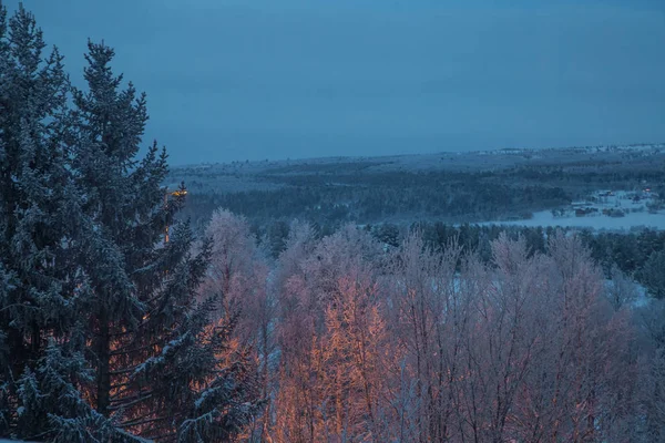 Ett Vackert Vinterlandskap Norge Snöiga Landskap Scandinavian Winter — Stockfoto