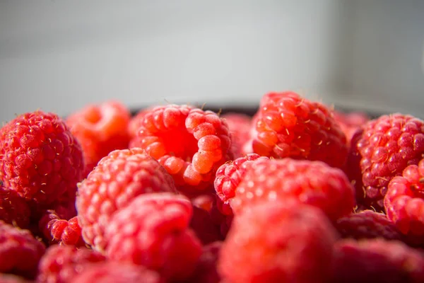 Mooie Vers Geplukt Tuin Frambozen Zomer Zomer Bessen Natuurlijke Voeding — Stockfoto