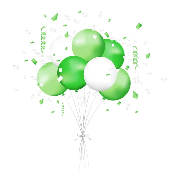 bunch of green and white balloons