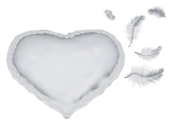 Oreiller Comme Coeur Fond Avec Coeur Blanc Isolé Sur Blanc — Image vectorielle