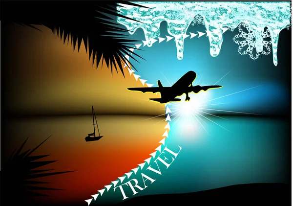 Concept Voyage Abstrait Avions Été Hiver — Image vectorielle