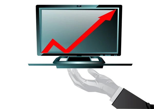 Conceitos Melhoria Mão Com Computador Gráfico —  Vetores de Stock