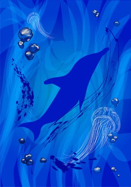 yunus ve denizde iki jellyfishes