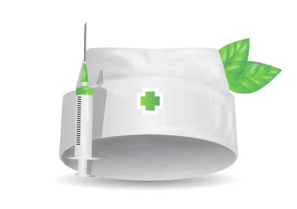 ยาธรรมชาต และสม นไพร หมวกทางการแพทย ดยา ใบท แยกจากส ขาว — ภาพเวกเตอร์สต็อก