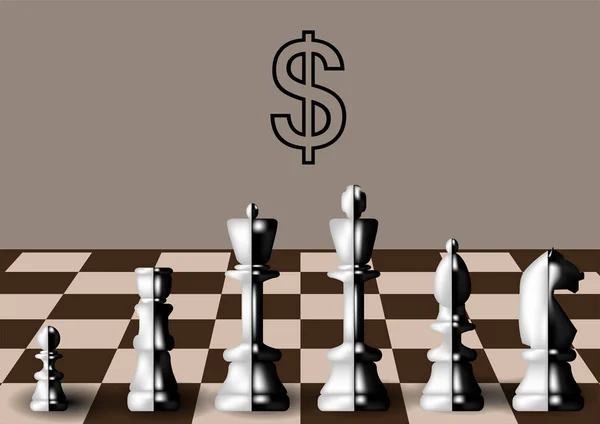 Komerční Šachy Bílé Černé Šachy Šachovnici — Stockový vektor
