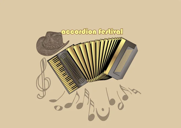 Plantilla Del Festival Acordeón Fondo Retro Musical Abstracto — Vector de stock