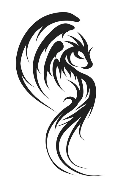 Silhouette Dragon Isolée Sur Fond Blanc — Image vectorielle