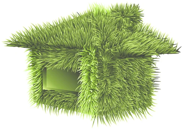 Serre Écologique Silhouette Bâtiment Recouvert Herbe — Image vectorielle