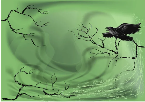 抽象在枯树上的乌鸦 Eps — 图库矢量图片