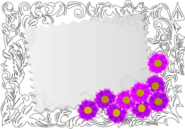 Χάρτινη Κάρτα Άγρια Λουλούδια Διανυσματική Απεικόνιση — Διανυσματικό Αρχείο