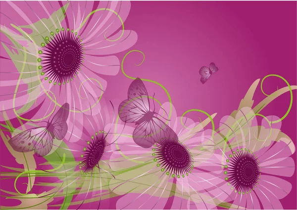 Fond Violet Avec Des Fleurs Violettes Inhabituelles — Image vectorielle