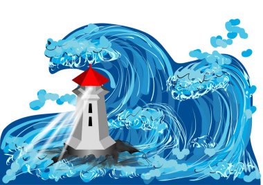 Açık denizde deniz feneri