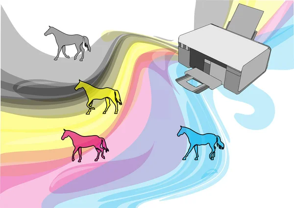 Χρώματα Cmyk Του Εκτυπωτή Αφηρημένα Άλογα Μελάνι Για Εκτυπωτή — Διανυσματικό Αρχείο