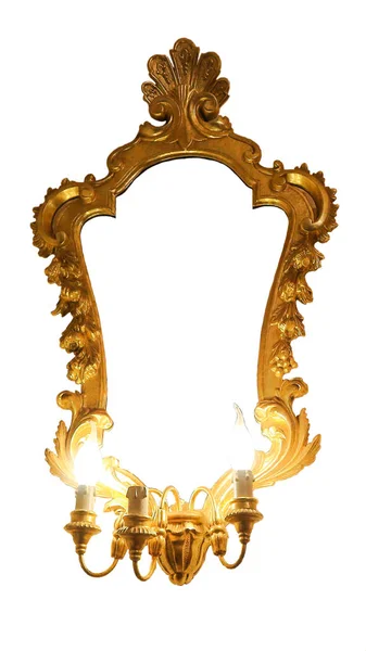 Antique mirror with frame on white — Stock Photo, Image