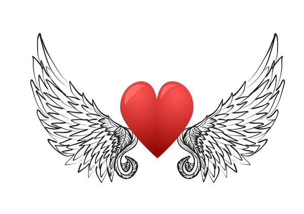 Heart and  wings — Stock Vector