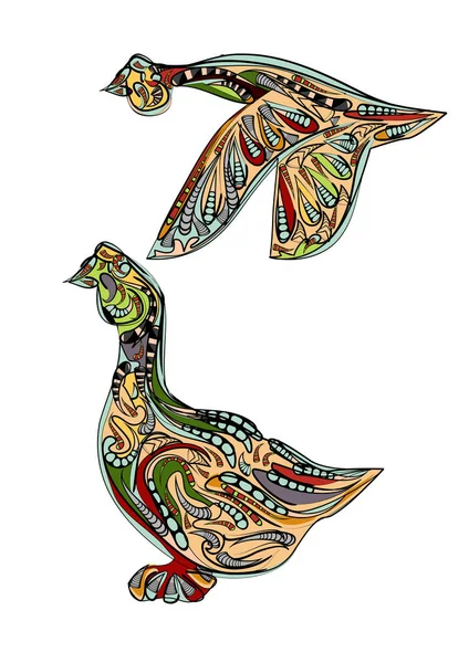 装飾的なエスニックカナダのガチョウ — ストックベクタ