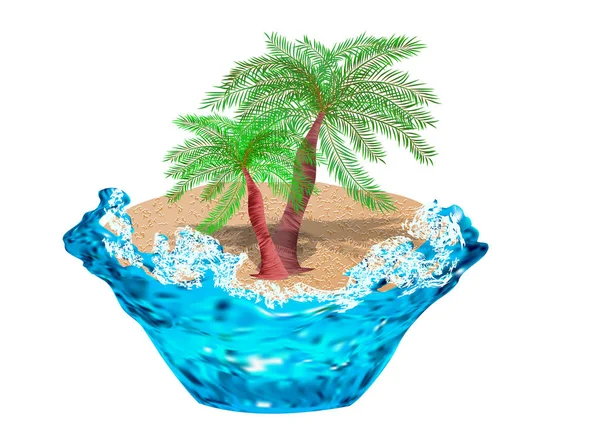 Ostrov s palmou — Stockový vektor
