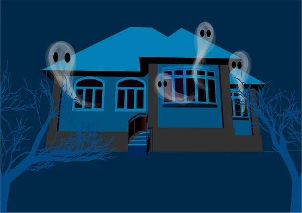 Maison avec les fantômes — Image vectorielle