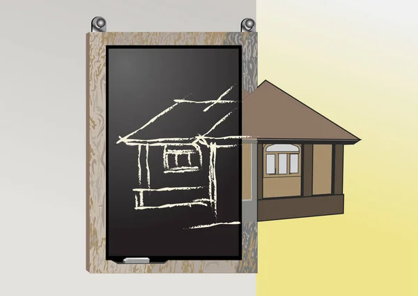 Tafel mit architektonischem Projekt — Stockvektor