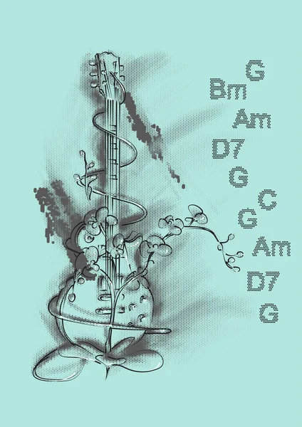 Музичний фон з гітарою — стоковий вектор