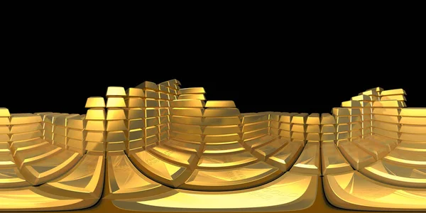 Hdri mapa zlatých cihel. 3D ilustrace — Stock fotografie