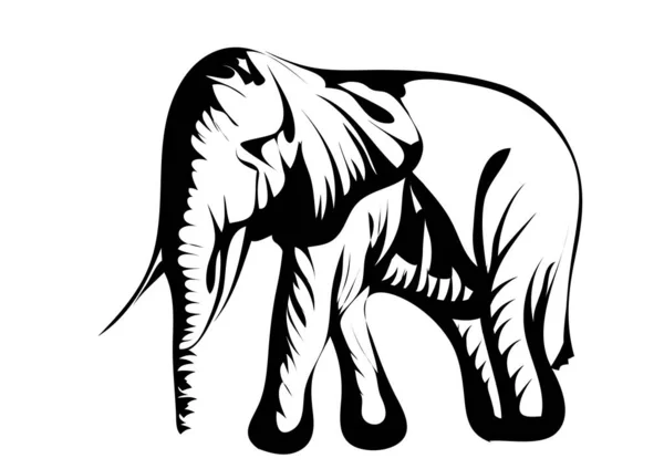 Silueta Elefante Aislada Sobre Fondo Blanco — Vector de stock