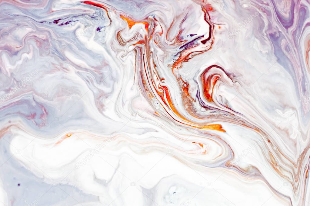 Abstract painting, can be used as a trendy background for wallpapers, posters, cards, invitations, websites. Swirls of marble or the ripples of agate. Mixed blue, purple and yellow paints.