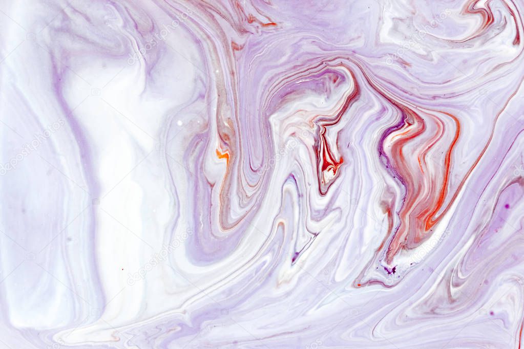 Abstract painting, can be used as a trendy background for wallpapers, posters, cards, invitations, websites. Swirls of marble or the ripples of agate. Mixed blue, red and white paints.