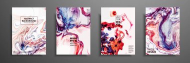 Soyut resim, modaya uygun bir arka plan olarak kullanılan duvar kağıtları, posterler, kartları, davetiyeleri, Web siteleri için. Modern sanat. Mermer etkisi resim. Karışık mavi, mor ve kırmızı boyalar.