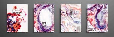 Soyut resim, modaya uygun bir arka plan olarak kullanılan duvar kağıtları, posterler, kartları, davetiyeleri, Web siteleri için. Modern sanat. Mermer etkisi resim. Karışık mavi, mor ve kırmızı boyalar.