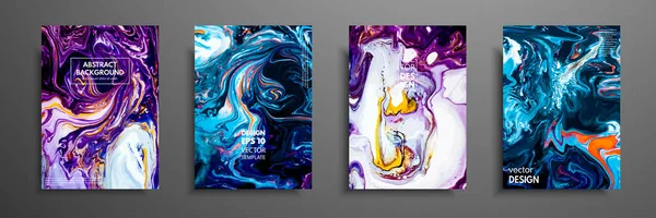 Mixture of acrylic paints. Liquid marble texture. Fluid art. Applicable for design cover, presentation, invitation, flyer, annual report, poster and business card, desing packaging. Modern artwork. — Stock Vector